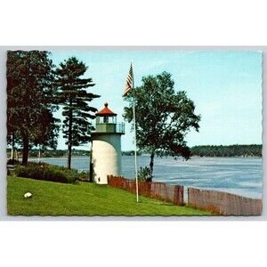 Postcard Vintage Maine Calais Whitlocks Mill Light Lighthouse St. Croix River